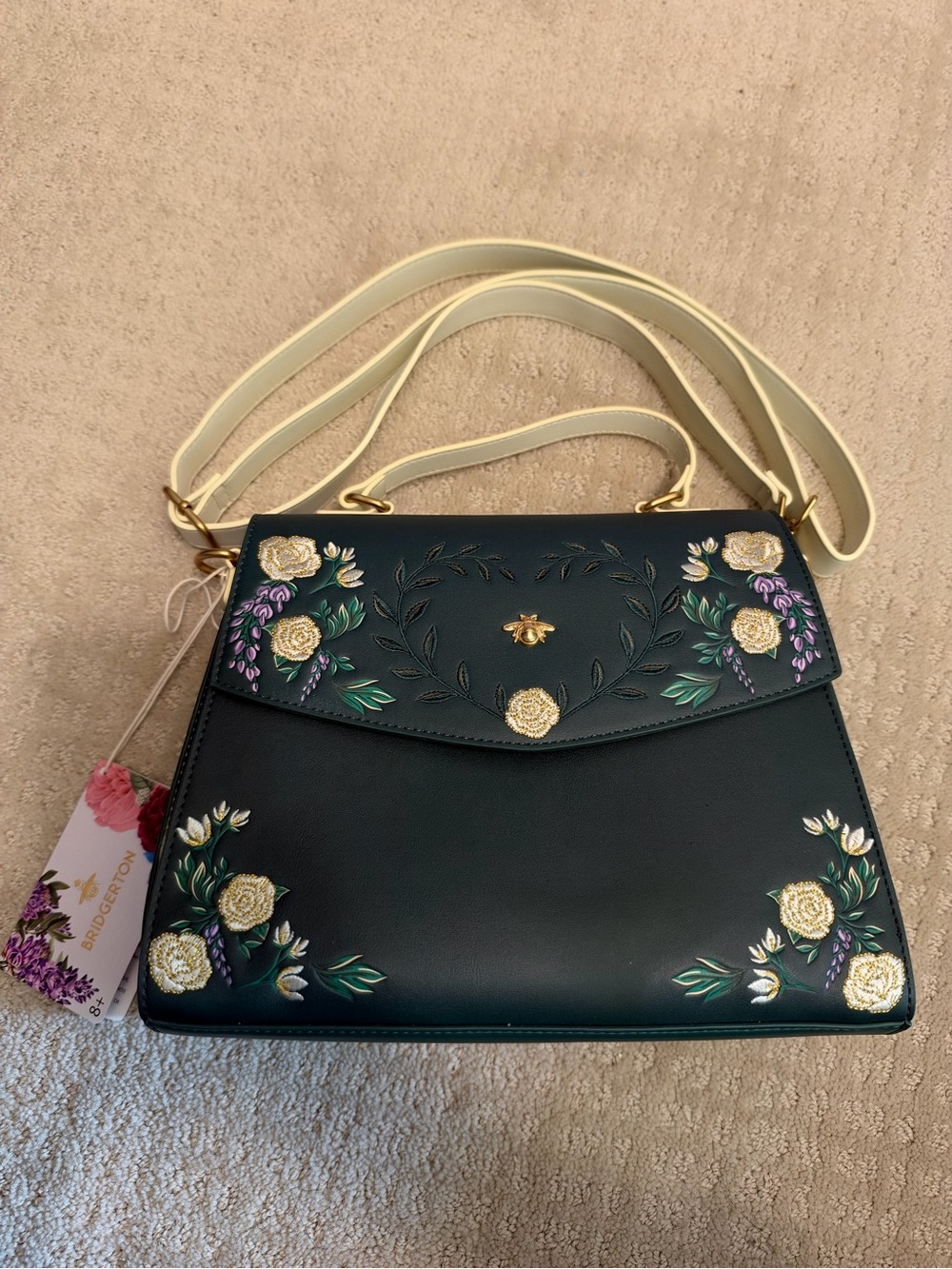 Bridgerton Loungefly Dark Green Floral Shoulder Bag